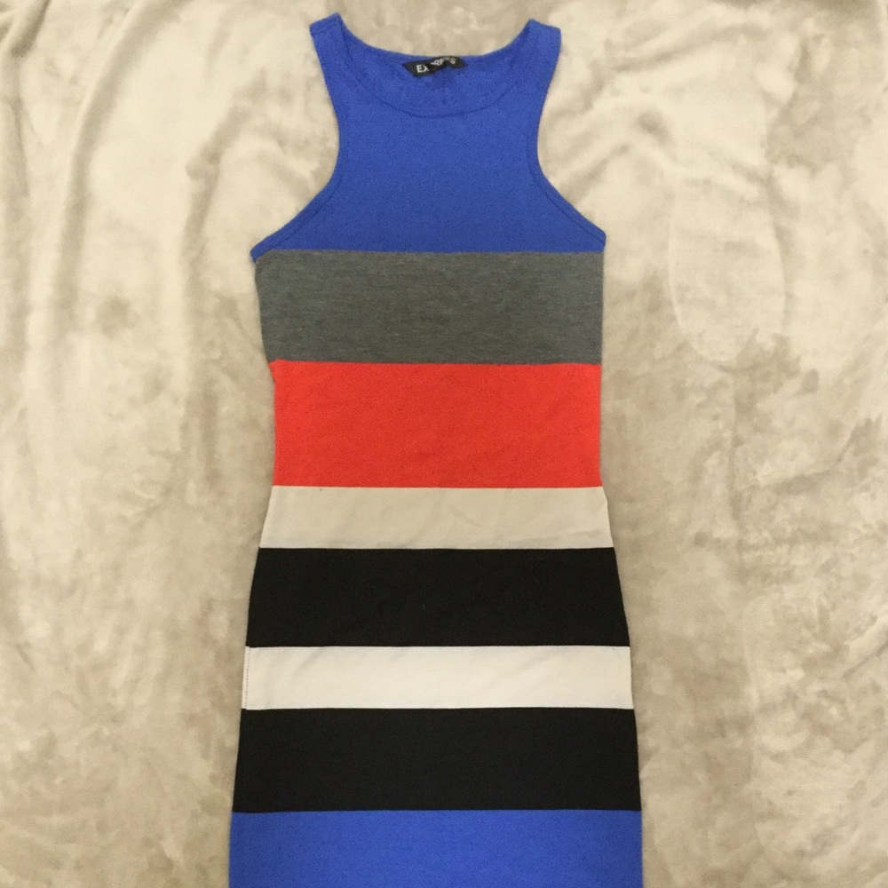 Express Sleeveless Color Block Midi Dress XS